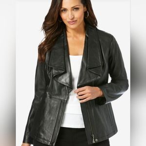 Drape-Front Leather Jacket
